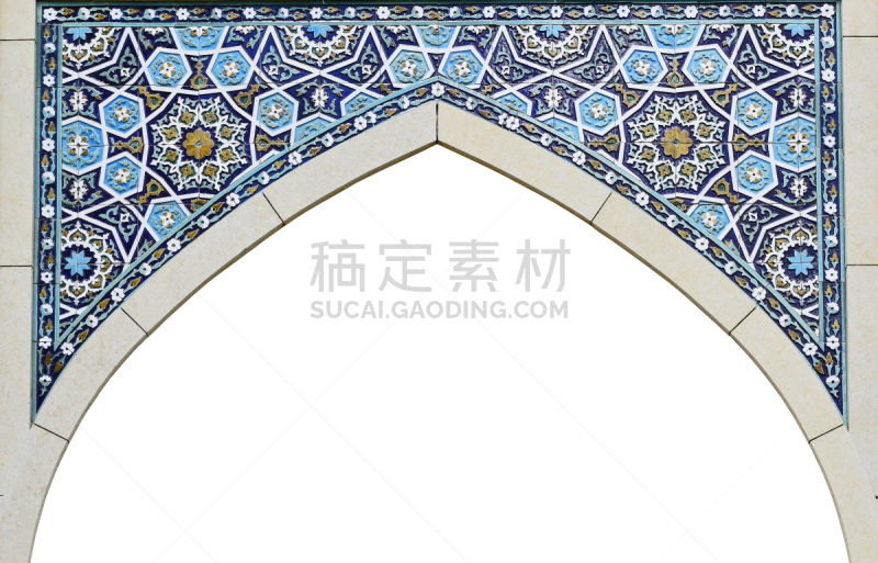 式样,建筑,拱门,白鹈鹕,平衡折角灯,水平画幅,传统,白色背景,乌兹别克斯坦