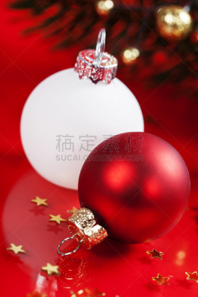 红色,白色,晚会,母球,垂直画幅,无人,圣诞树,特写,幽默