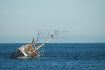 德国北海地区,甘比亚,船,礁石,桅,天空,水平画幅,蓝色,古老的