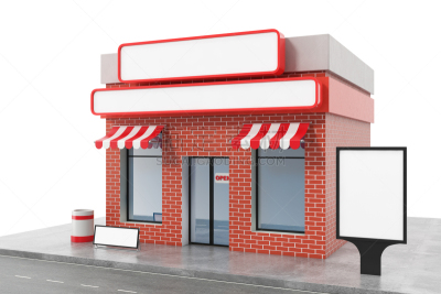 留白,现代,市场,外立面,三维图形,厚木板,建筑外部,商店,白色背景