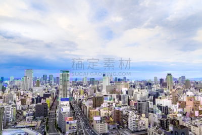 大阪府,都市风光,大板南波站,水平画幅,无人,道顿堀,日本,交通,户外,航拍视角