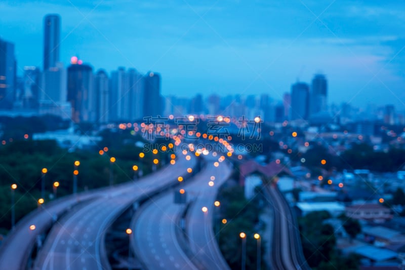 城市,运动模糊,前进的道路,水平画幅,夜晚,无人,摄影