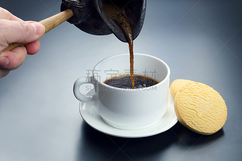 杯,白色,黑咖啡,清新,饮食,早餐,咖啡馆,饼干,水平画幅,酸味