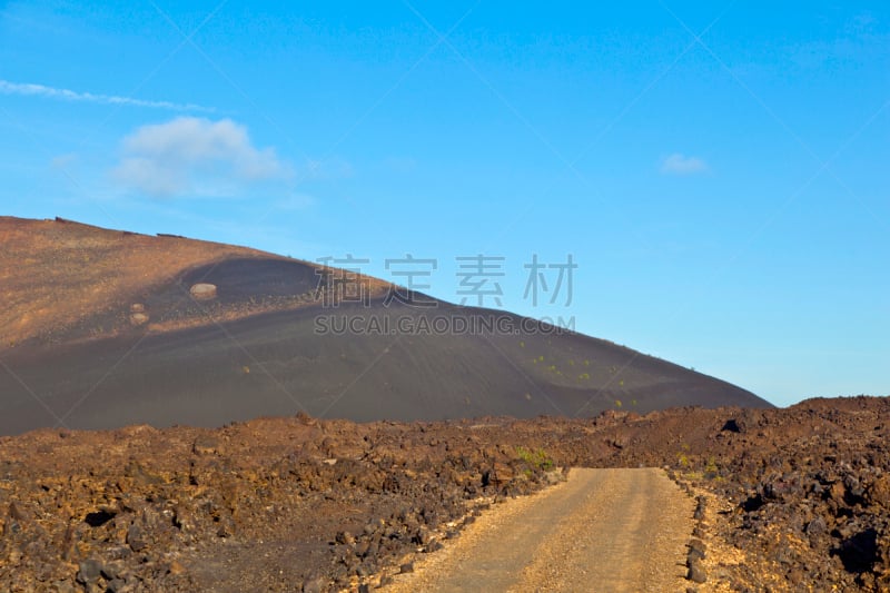 timanfaya national park,兰萨罗特岛,西班牙,火山,金丝雀,天空,水平画幅,沙子,无人,火山地形