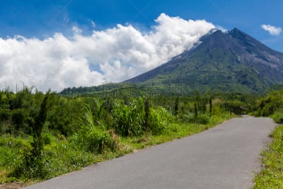 墨拉皮火山,自然,爪哇,水平画幅,熔岩,蓝色,户外,火山,山,亚洲