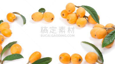 叶子,枇杷,绿色,白色,黄色,白色背景,背景分离,清新,边框,食品