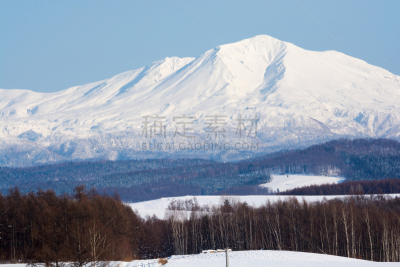 冬天,旭岳火山,大雪山,大雪山国家公园,北海道,天空,留白,里山,水平画幅,雪