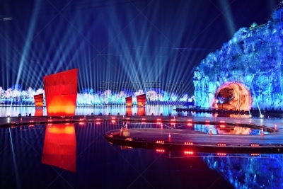 漓江,桂林,象,灯光秀,山,泛光照明,喀斯特,水,天空,公园