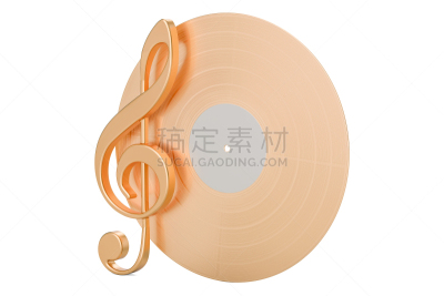奖,三维图形,概念,音乐,分离着色,白色背景,奖杯,调号,高音谱号,留声机