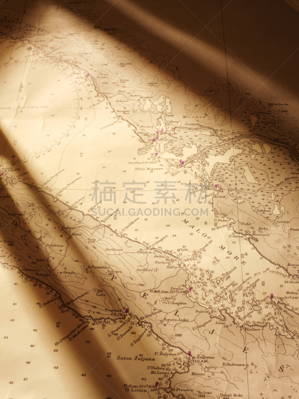 航海图,阴影,海上航道,垂直画幅,留白,无人,古老的,古典式,方向,影棚拍摄
