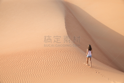 沙丘,美女,徒步旅行,巨大的,empty quarter,迪拜,沙特阿拉伯,沙子,夏天,干的