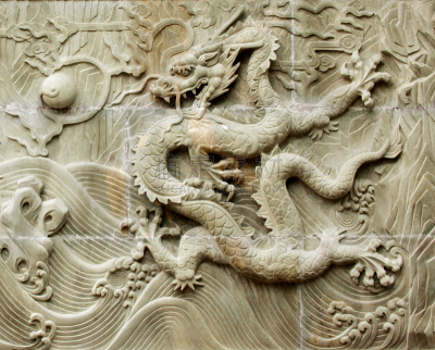 图腾柱,龙,贞德,雕刻物,浅浮雕,华丽的,过去,美术工艺