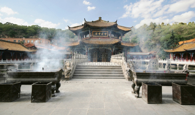 昆明,佛教,中国,寺庙,怪兽饰,云南省,美,灵性,水平画幅,美人