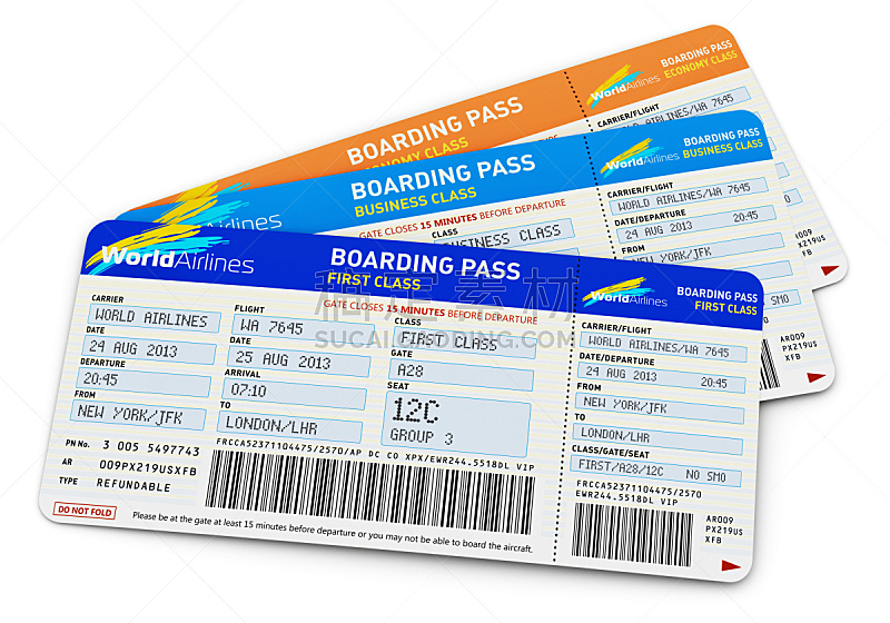 机票,票,登机柜台,头等舱,商务,旅途,贺卡,一个物体,背景分离,条形码图片素材下载稿定素材