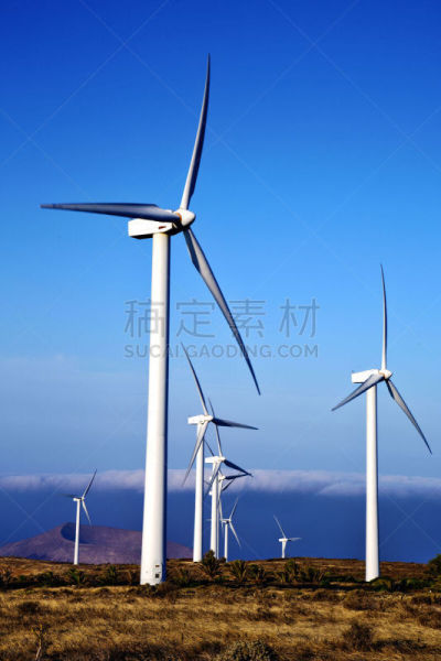 天空,兰萨罗特岛,涡轮,西班牙,岛,垂直画幅,风,纹理效果,风力,能源