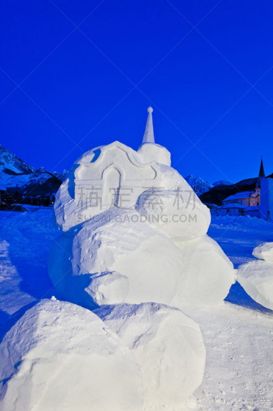 雪,教堂,冰雪节,运动,美术工艺,上阿迪杰,一月,传统节日,艺术品,户外