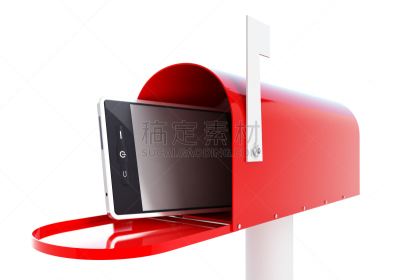 电话机,邮筒,白色背景,绘画插图,三维图形,水平画幅,电子邮件,便携式信息设备,航空邮件,组物体