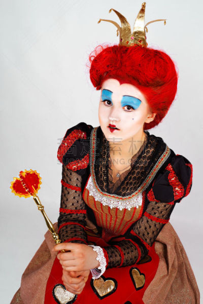 女王,红色,节杖,神迹,演出服,穿衣服,垂直画幅,美,青少年,职权