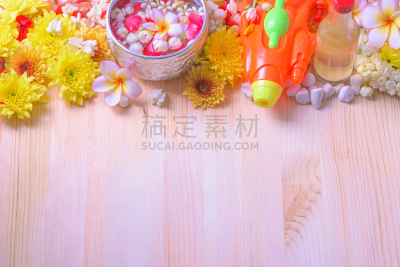 水,传统,泰国,新年前夕,茉莉,碗,香水,多色的,花,涉水