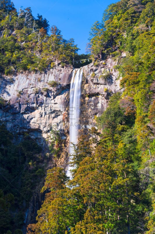 拉奇瀑布,和歌山县,日本,熊野市,那智胜浦町,熊野古道,nanki kumano,谷边,岩面,东海区