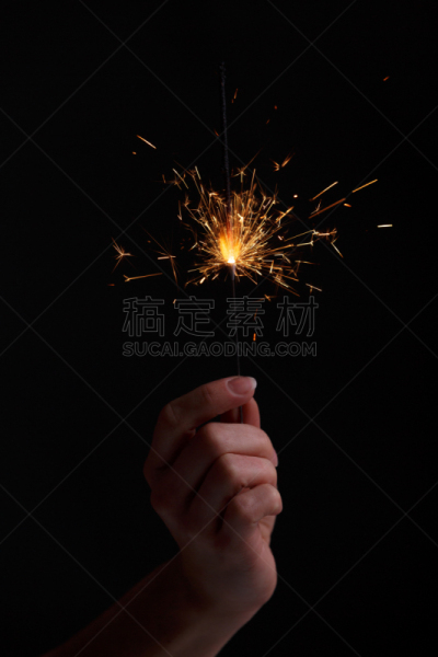 光,手,拿着,女性,孟加拉虎,垂直画幅,留白,新的,夜晚,闪烁发光