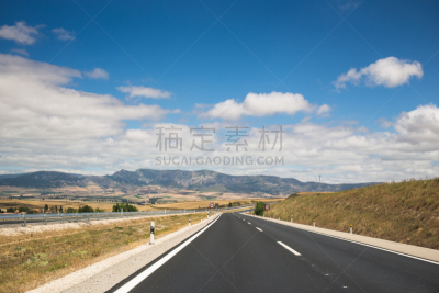 西班牙,山脉,空的路,水平画幅,无人,布尔戈斯,白色,消失点,山,太空