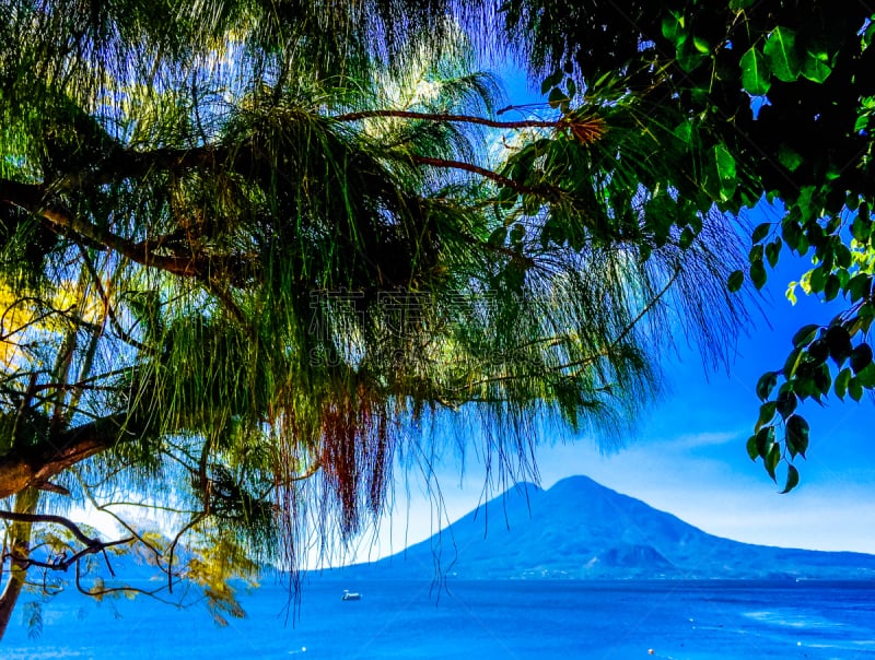 危地马拉,火山,阿蒂特兰湖,淡水,环境,枝繁叶茂,索洛拉,水库,自然美,湖