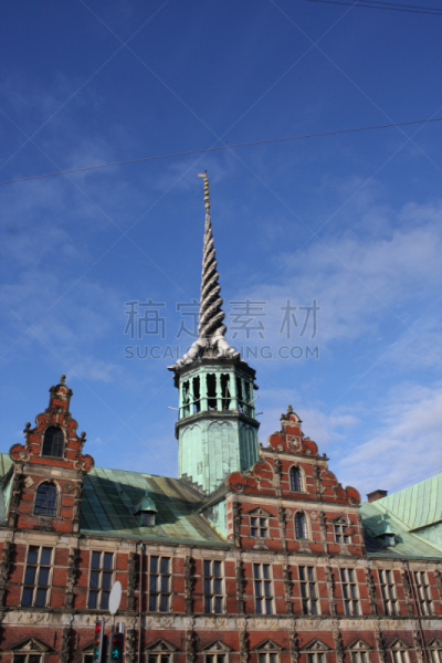 哥本哈根,古老的,丹麦,大特写,建筑外部,证券交易所,borsen building,山形墙,厄勒海峡地区,尖顶
