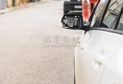 汽车视镜,损坏的,水平画幅,无人,拆毁的,户外,看,背面视角,街道