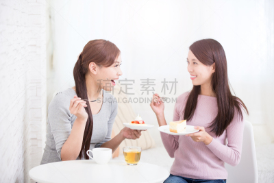 友谊,女性,快乐,青年人,水平画幅,热饮,蛋糕,饮料,下午茶,成年的