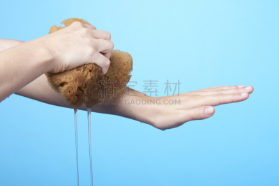 天然海棉,水,美,水平画幅,湿,健康,干净,白人,特写,仅成年人