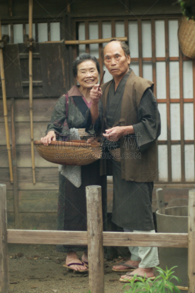 日本人,异性恋,传统,电影集,顶髻,江户时代,京都市,和服,垂直画幅,古老的