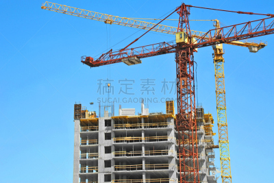 起重机,建筑工地,摩天大楼,天空,新的,建筑设备,建筑材料,居住区,建筑业,工业