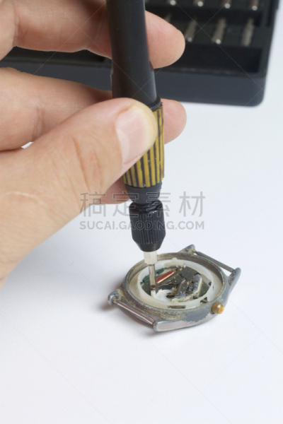 古老的,钟,工作室,表,螺丝刀,白色背景,透明,新邻里联防,机件,修理