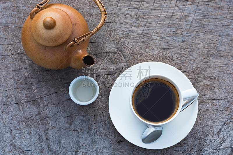 粘土,咖啡杯,波特派,茶壶,褐色,早餐,咖啡馆,水平画幅,无人,早晨