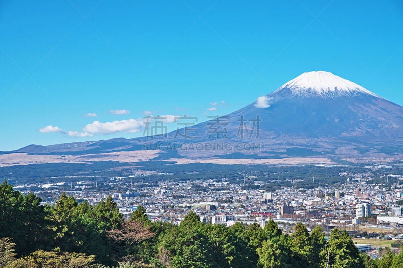 御殿场市,富士山,秋天,雪山,城镇景观,风景,图像,雪,十一月,无人