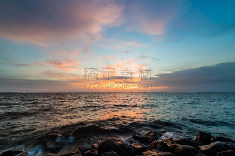 马尼拉海湾,马尼拉,水,天空,美,水平画幅,无人,夏天,户外,海滩