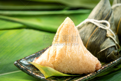 米,蒸菜,中国食品,叶子,有包装的,特写,成分,传统节日,饺子,留白