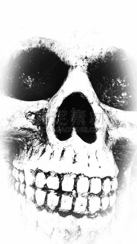 人类骨架,垂直画幅,美国,惊骇,死的,怪异,预兆的,眼窝,黑白图片,头骨