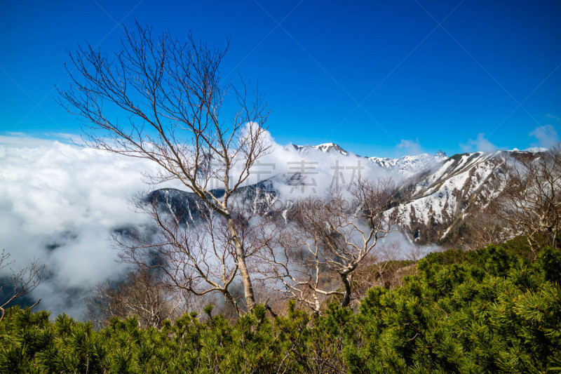 日本,徒步旅行,山,北,名声,长野县,日本阿尔卑斯山脉,自然,天空,水平画幅