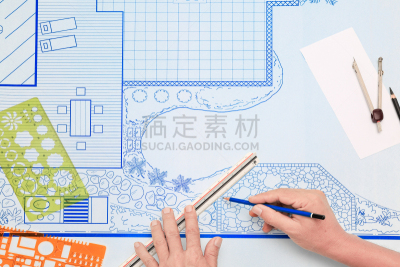 游泳池,园林,假日别墅,蓝图,计划书,后院,绘画插图,水平画幅,别墅,草坪