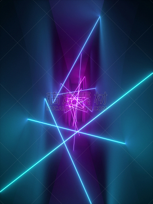 3d render, laser show, night club interior lights, violet pink blue glowing lines, abstract fluorescent background, room, corridor