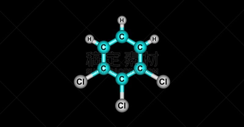 分子结构,三个物体,分离着色,两个物体,黑色背景,数字1,氯,试剂,生物化学,物理学