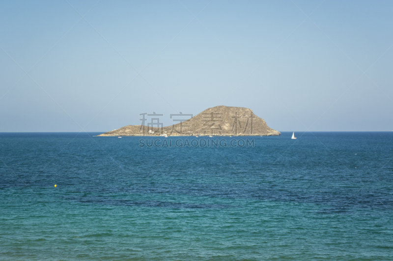 岛,西班牙,曼加,海洋咖啡馆,水,天空,沙子,沙洲,卡塔赫纳,夏天