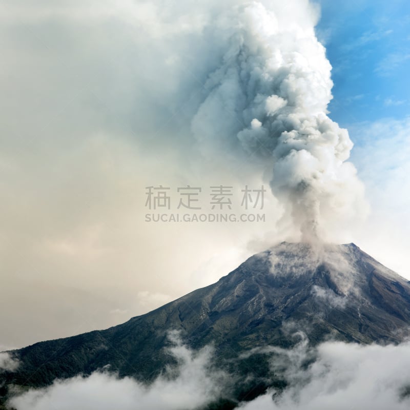 通古拉瓦火山,火山,南美,天空,火山地形,环境损害,户外,烟,云景,拉丁美洲