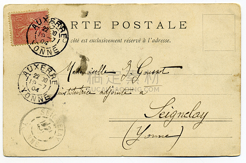 明信片,欧赛尔,法国,邮戳,信函,图像,古典式,邮件,无人,水平画幅