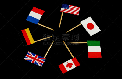 七国集团,分离着色,黑色背景,八大工业国,绘画插图,组物体,美洲,全球通讯,地球形,全球商务