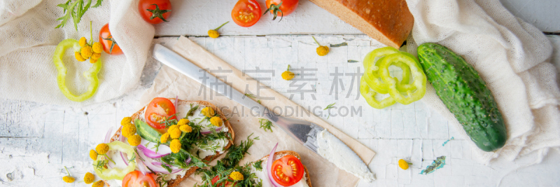 三明治,开着的,似人脸,吐司面包,绿色,菲塔乳酪,素食,蔬菜,清新,面包