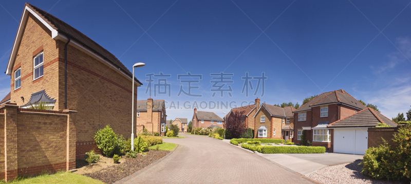 郊区,街道,天空,留白,水平画幅,墙,连栋房屋,无人,砖墙,英格兰