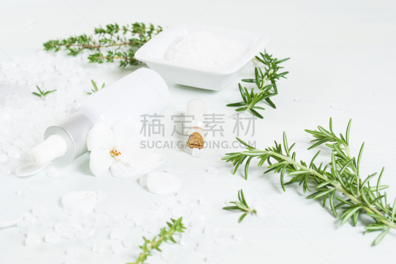 盐,香旱芹菜,留白,spa美容,乡村风格,明亮,白色,瓶子,芳香疗法,碗